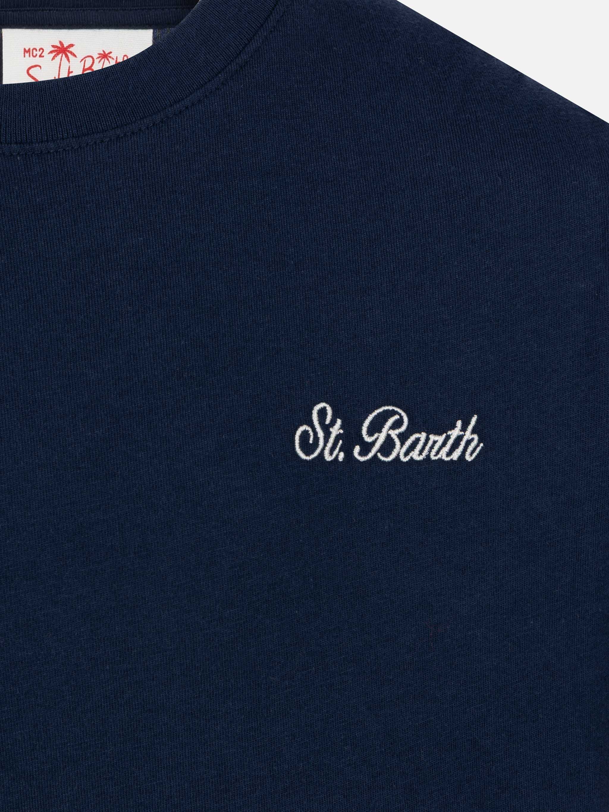 Dover T-shirt van marineblauwe katoenen jersey met St. Barth-borduurwerk.