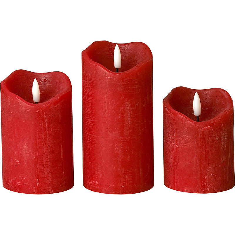 Vie Selected Cube-lampa 3-pack LED 15/12/10 cm, vaxröd