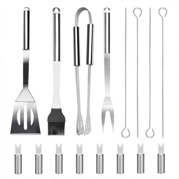ChangM Outil pour Barbecue 16pcs Ustensiles Barbecue Piquenique Portable Accessoires Barbecue en Inoxydable