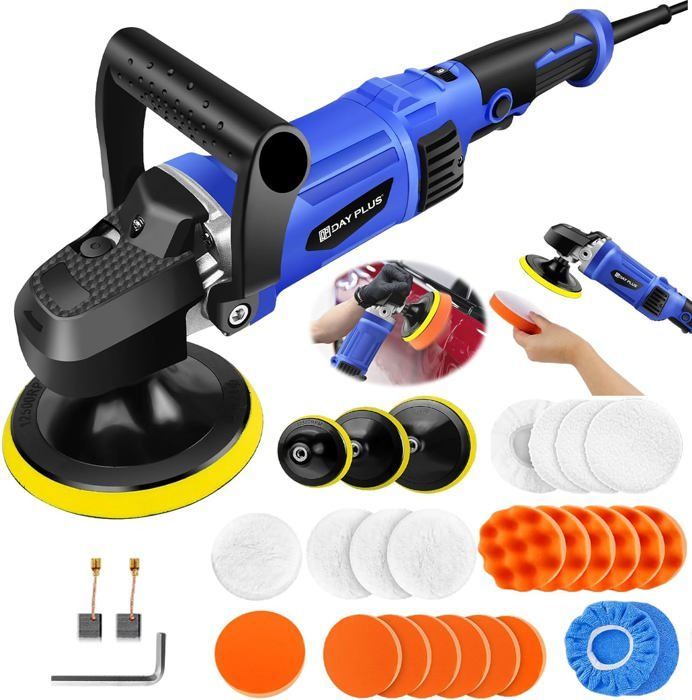 Högkvalitativ roterande polermaskin, 150-180 mm skiva, DAYPLUS 1400W elektrisk bilpolermaskin, 6 hastigheter (800-3500 r/min)