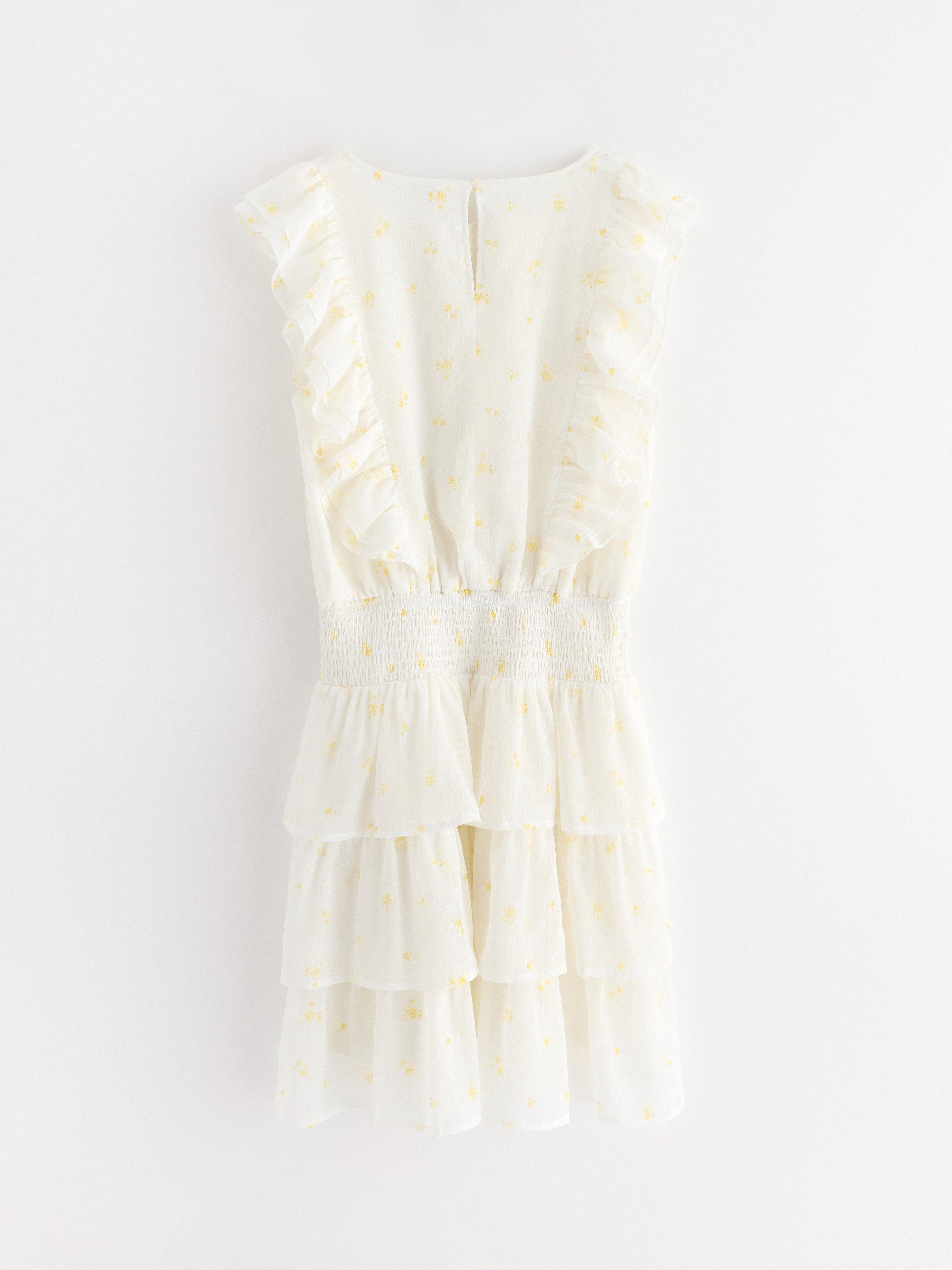 Kjole med rysjer Off White