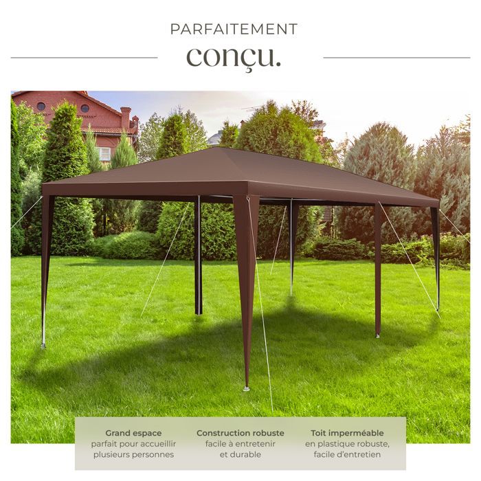Gazebo - TECTAKE - ALMCHALET Padiglione in polietilene e acciaio 600 x 300 x 250 cm - Marrone