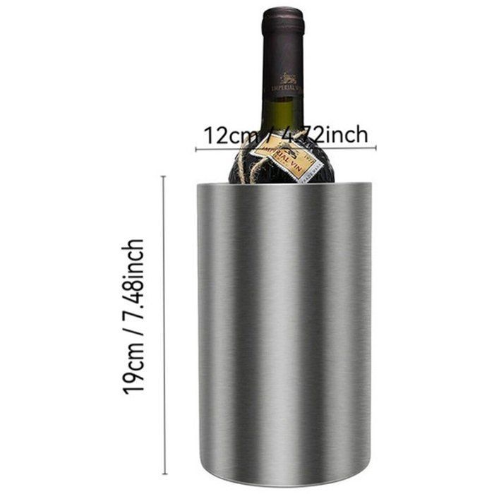 Enfriador de vino - Refrigerador de vino - Accesorios para vino plateados - Accesorios para vino - Acero inoxidable