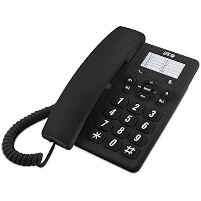 SPC Original – Téléphone Filaire de Bureau ou Mural, avec de Grandes Touches et Facile à Utiliser, 3 mémoires directes, Volume de