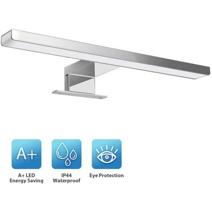 Aplique de pared TEMPSA - Luz de espejo 30 cm 600 lúmenes - Blanco 4000 K - Resistente al agua IP44