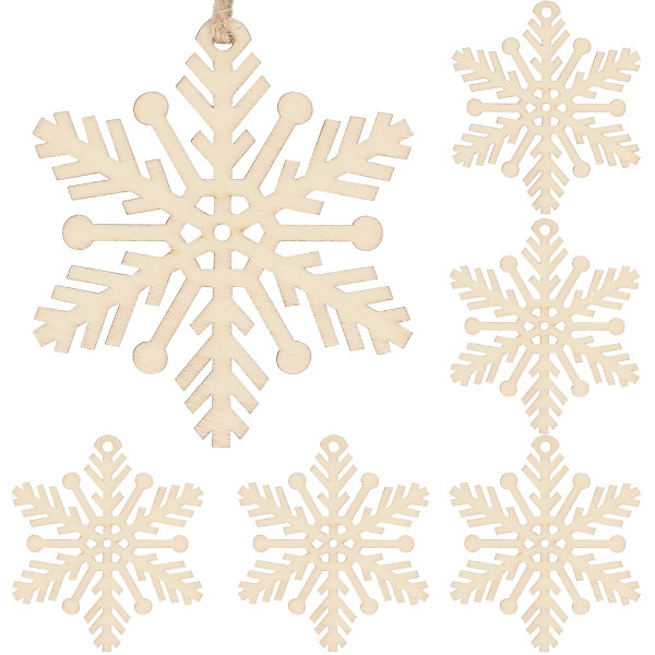 Zawieszka choinkowa 6 szt. śnieżynka 7 cm drewniana