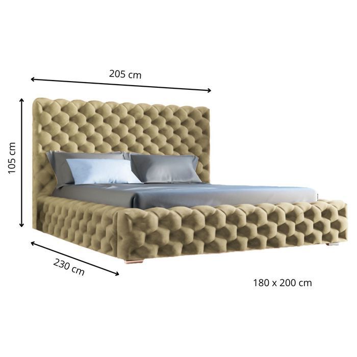 Structure de lit - Tissu en velours - Sommier à lattes - anthracite - Heaven 180x200