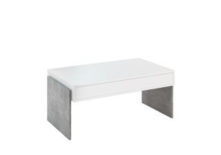 Stolik kawowy biały, dekor betonu 100x60 cm ZHARA stoliczek z półką