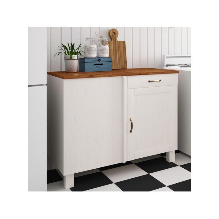 Alby-meuble D'angle 60 Cm Blanc/miel