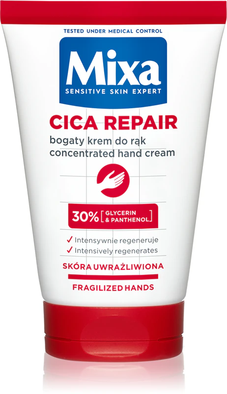 Mixa Cica Repair+ creme de mãos regenerador com propriedades hidratantes intensas