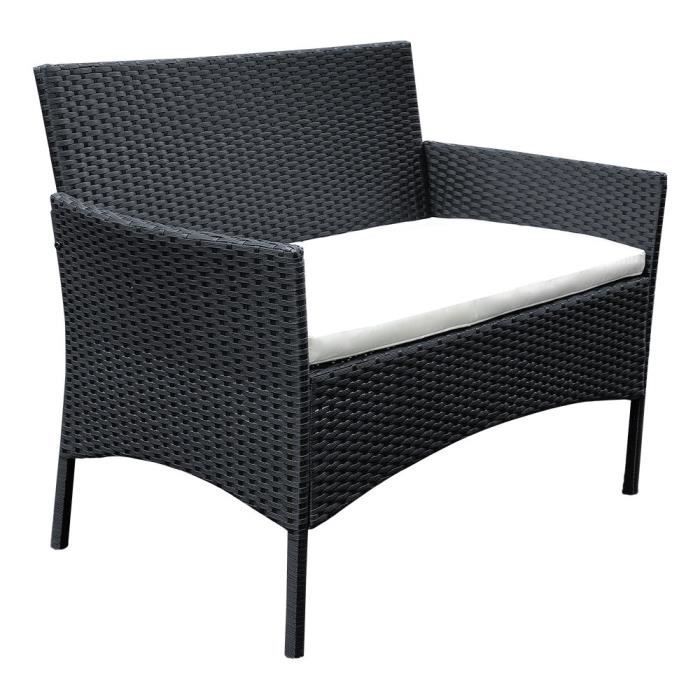 CONJUNTO DE MUEBLES DE JARDÍN - MESA, SILLA Y SILLÓN: Mesa de cristal + 3 sillas modernas de ratán sintético de PVC - Impermeable y duradera