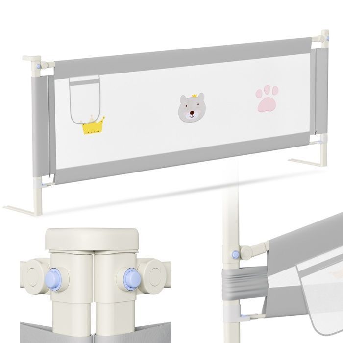 Barandilla de cuna ajustable en altura para niños de 0 a 10 años, barrera de seguridad de 180 cm, puerta de seguridad para cama infantil