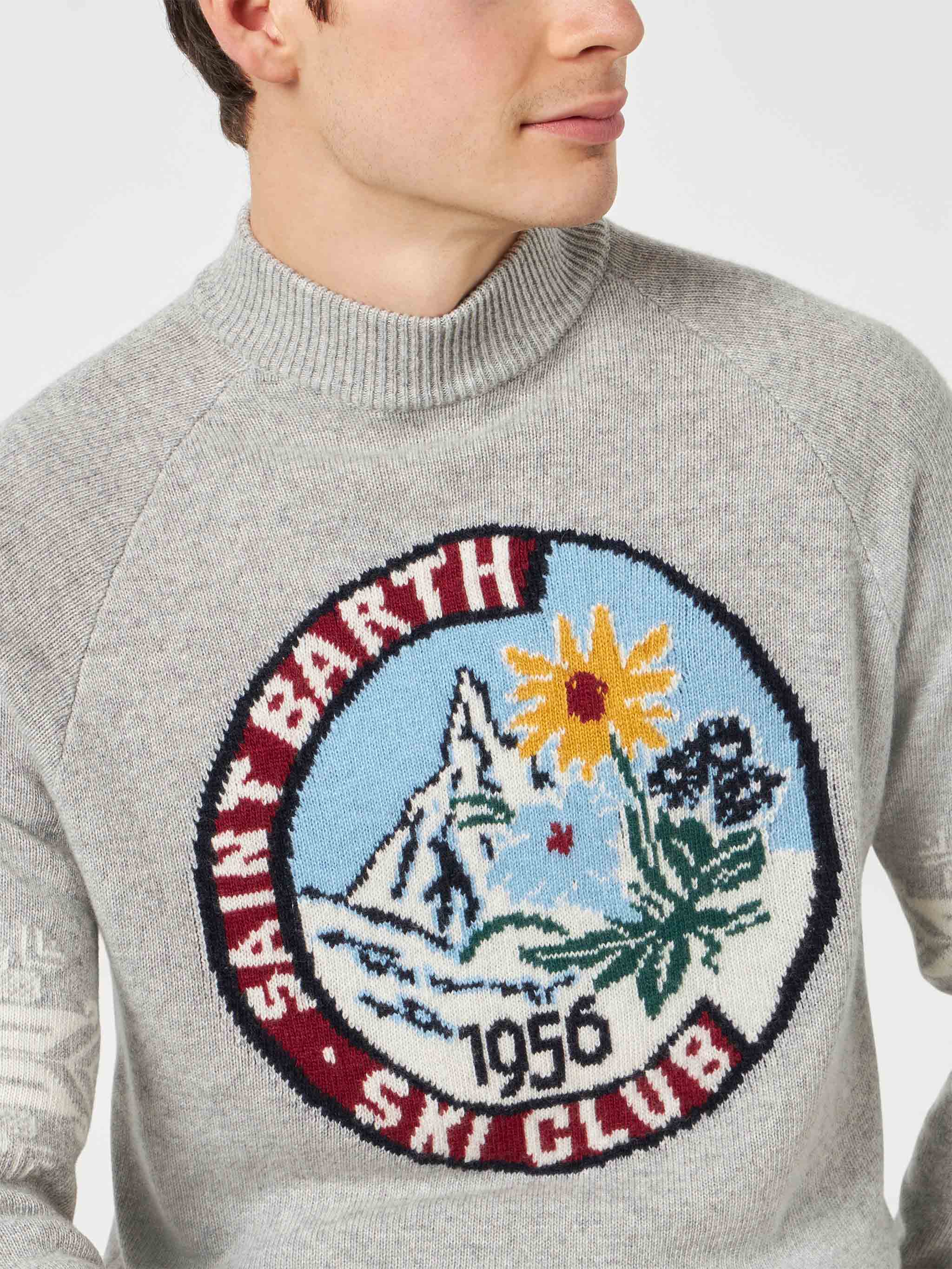 Maglione da uomo mezzo dolcevita con jacquard nordico