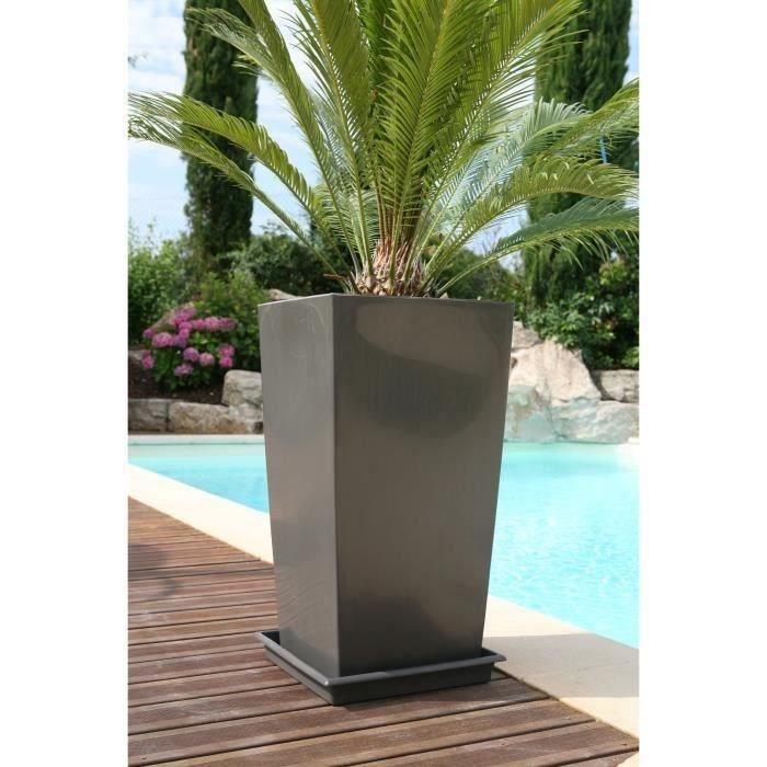 Vaso de flores - RIVIERA - Abajur quadrado - 28 x 28 x A 52 cm - 31L - Cinza brilhante