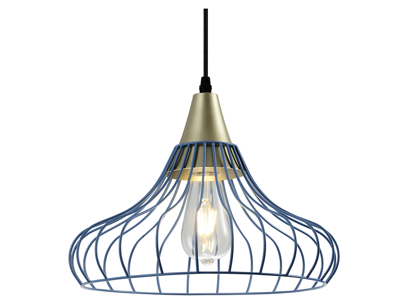 Lampa wisząca Lotte metalowa niebiesko-złota