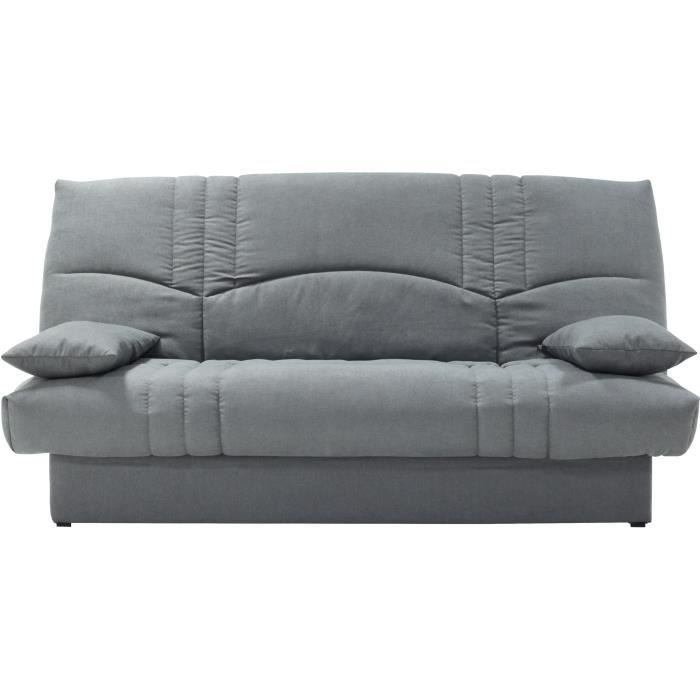 Sofá cama THELMA de 3 plazas - Tela Soro gris medio - Superficie para dormir 125 x 190 cm - Ancho 190 x Profundidad 92 x Alto 96 cm