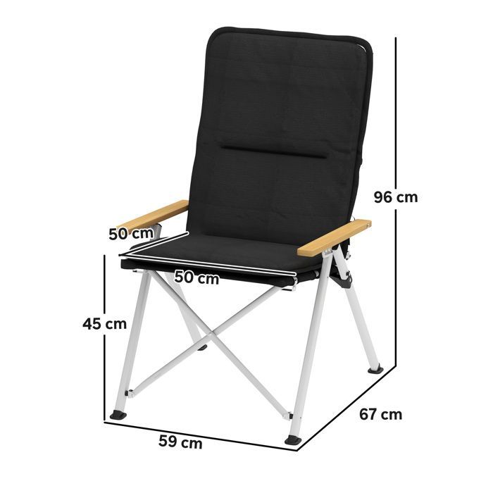 Outsunny Folding and Portable Camping Chair - High Back, Removable Cushion and Carry Bag, 59x67x96cm, Black