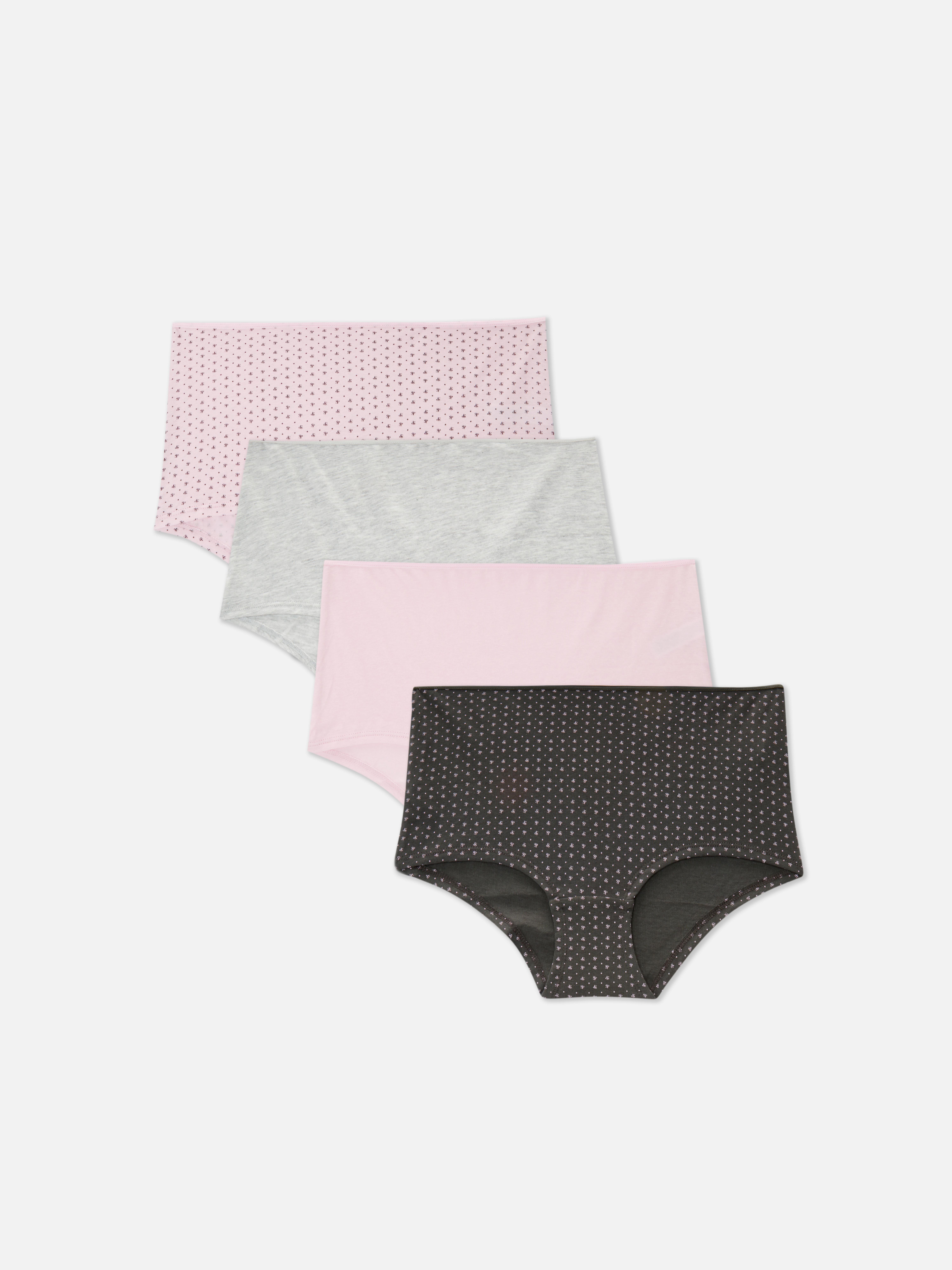 Hochgeschnittene Slips, 4er-Packung, verschiedene Designs und Muster