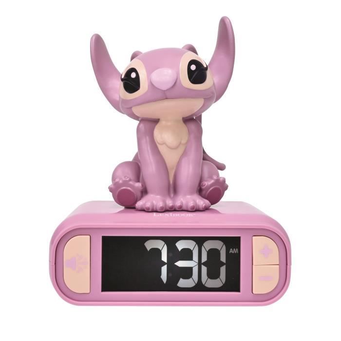 LEXIBOOK - Reloj despertador con luz nocturna de ángel - Sonidos y melodías, pantalla LCD retroiluminada y brillante - Rosa