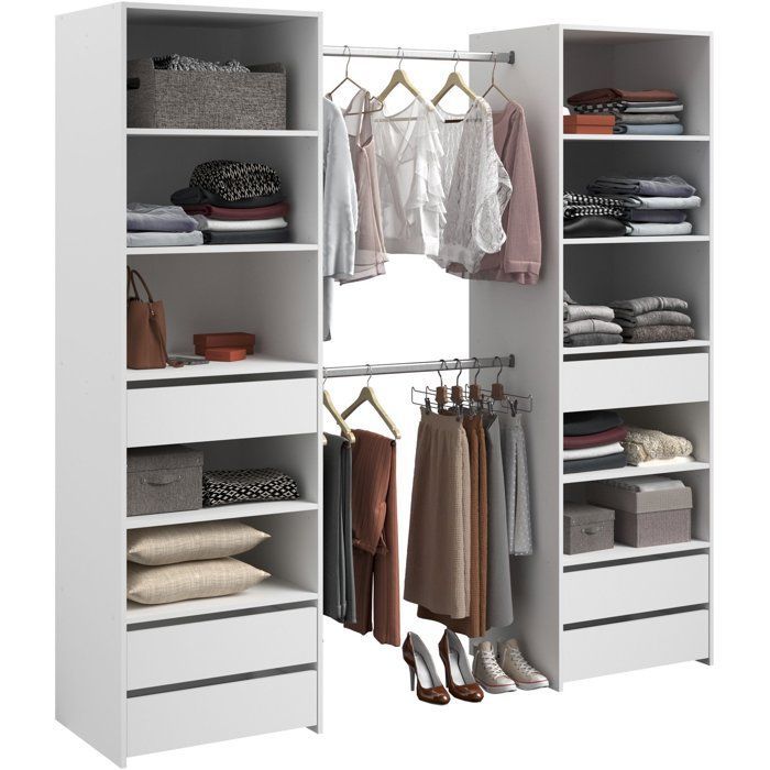 Vestidor doble - 199,9 x 49,7 x 200 cm - Blanco - Fabricado en Francia