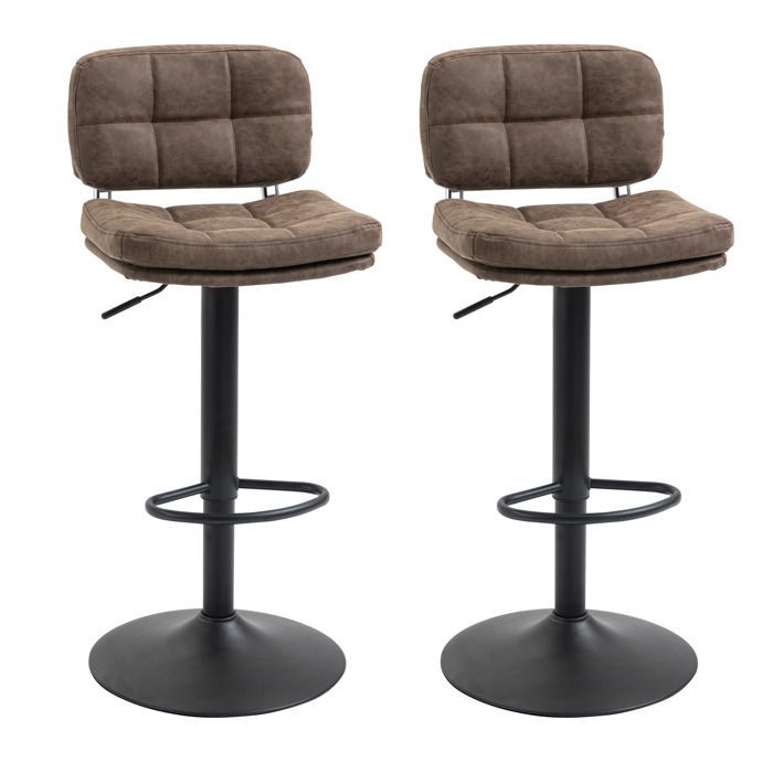 HOMCOM - Taburetes de bar - Tapizado sintético de PU - 41,5 x 45 x 107 cm - Marrón