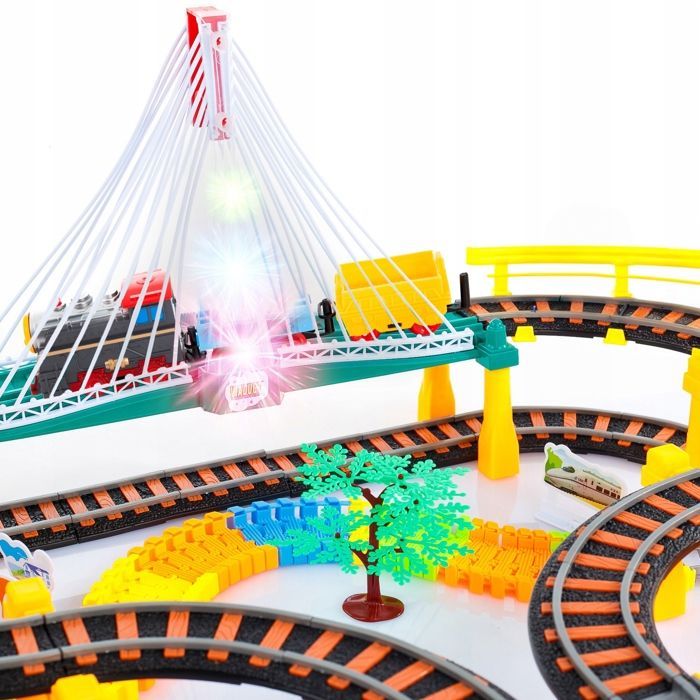 Kinderplay 2-in-1 circuit: elektrische trein- en autobaan, lichtbrug, geluidslocomotief (KP0635)