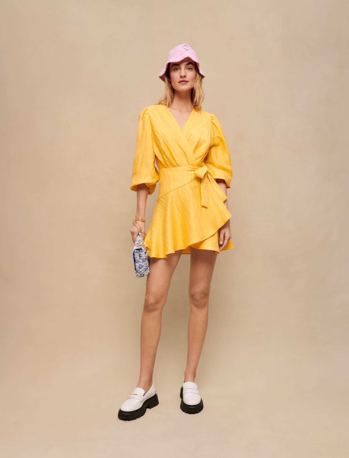 Rochie înfășurată cu nod - Galbenă