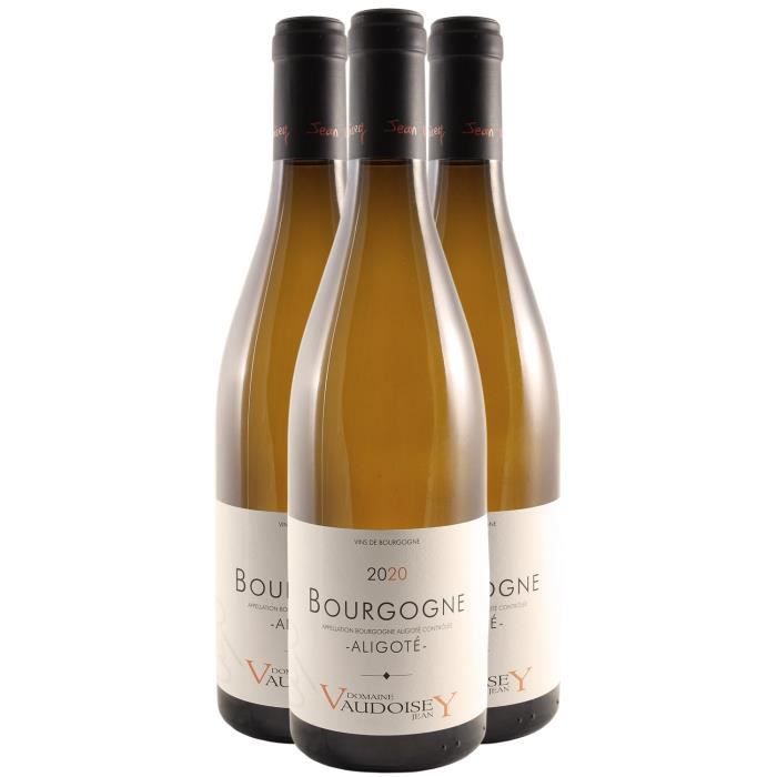 Bourgogne Aligoté Blanc 2020 - Lot de 3x75cl - Domaine Jean Vaudoisey - Vin AOC Blanc de Bourgogne - Cépage Aligoté
