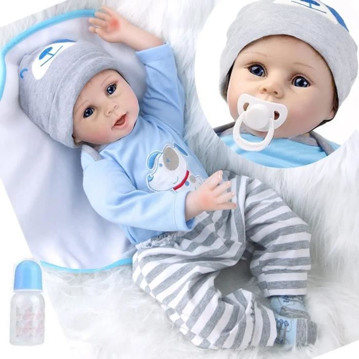 Poupée Reborn - 55 cm - Silicone doux - Corps en coton - Cadeau idéal pour fille