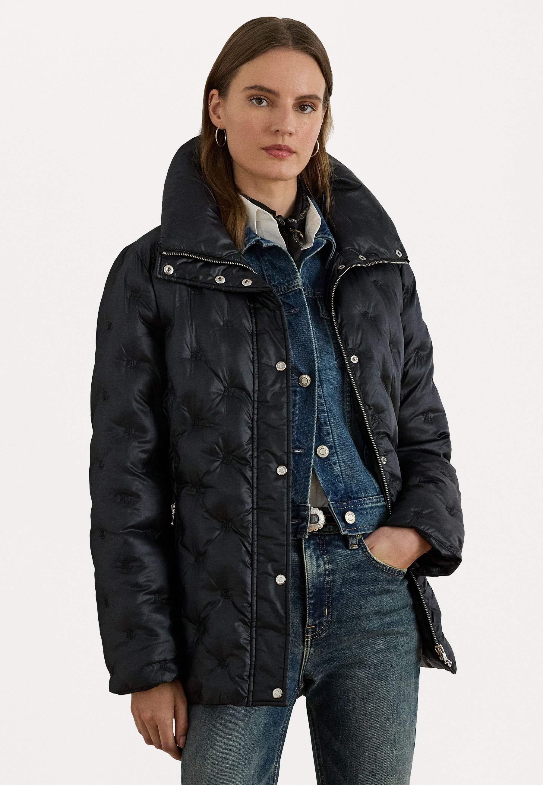 Lauren Ralph Lauren LOGO QUILTED FUNNELNECK PUFFER COAT - Télikabát - fekete