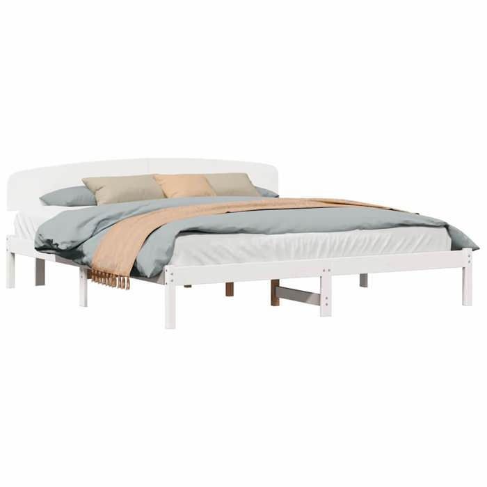 Cama doble CHIC para adultos - Estructura de cama de 200 x 200 cm, color blanco, madera maciza de pino #Sara48834
