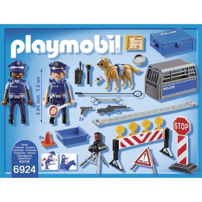 PLAYMOBIL 6924 Barrage de Police, City Action, Les policiers, 100 pièces, Dès 4 ans