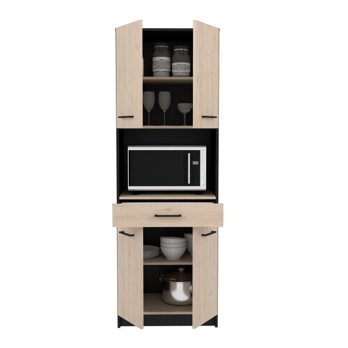 IDEM keukendressoir - Eikenhout en zwarte afwerking - 4 deuren + 1 lade - B 60 x D 42 x H 177 cm