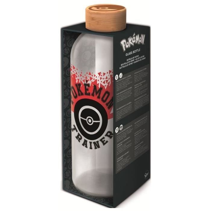 STOR – Pokémon – Große Flasche – Glas mit Silikonhülle – Wiederverwendbar – 1030 ml