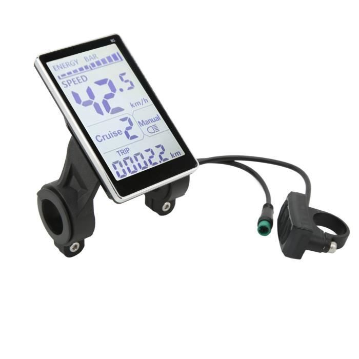 Compteur LCD pour vélo électrique VINGVO - 5 Broches 24V 36V 48V 60V - Conception étanche et durable - Blanc