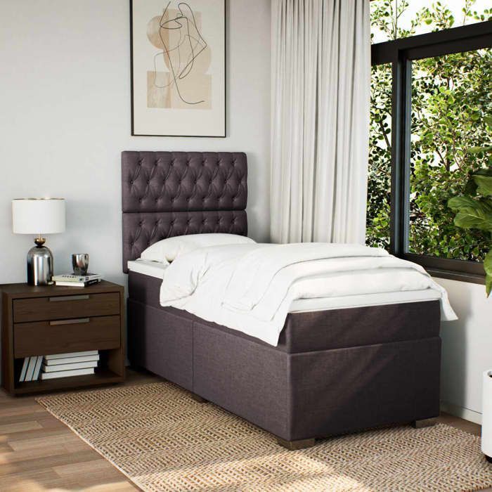 Struttura letto con materasso - Maison Exclusive - 90x200 cm - Marrone scuro - Massimo relax
