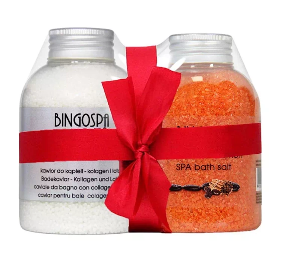 BingoSpa zestaw kawior do kąpieli Kolagen 380 g   sól antycellulitowa Kofeina Cynanom 600 g
