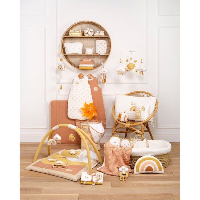 Cesto Moisés para Bebê - SAUTHON - LUZ SOLAR - Com colchão e capa de algodão - 0-4 meses - Branco / Terracota