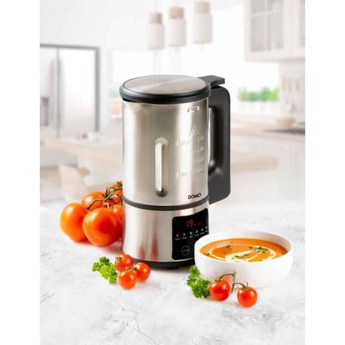 Frullatore riscaldato DOMO - Acciaio inox - 1,2 L - 6 programmi - 800 Watt - DO727BL