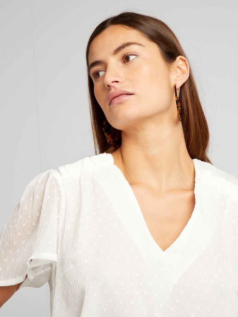 Plumetis blouse - WIT