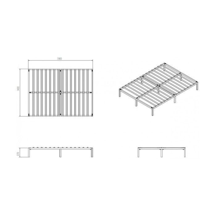 Base letto a doghe in metallo rinforzato 140x190 cm - Fornita in kit