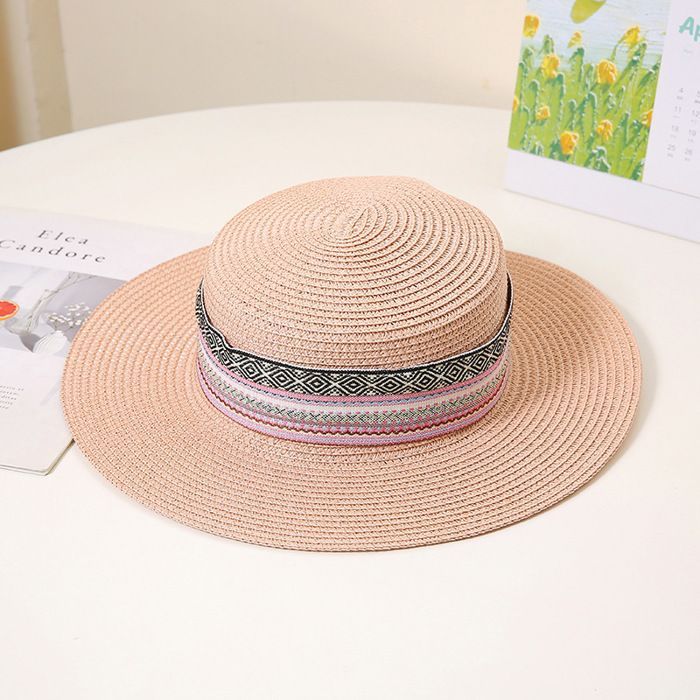 FUNMOON Sombrero de paja para niño con orejas decoradas con el personaje Baby Sun y cubo de playa Panamá - 777052