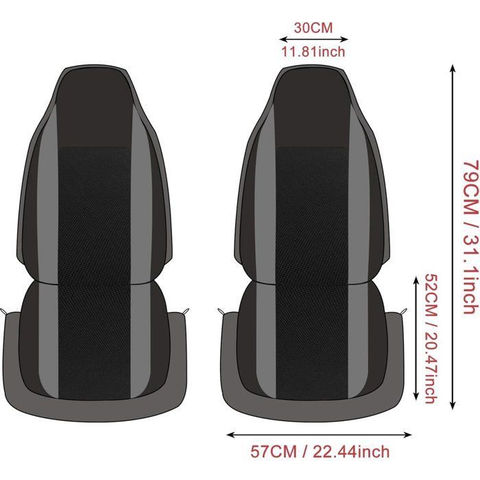 fundas para asientos delanteros de coche, fundas de una sola pieza para asientos individuales, transpirables, universales para SUV/camionetas, negro/gris