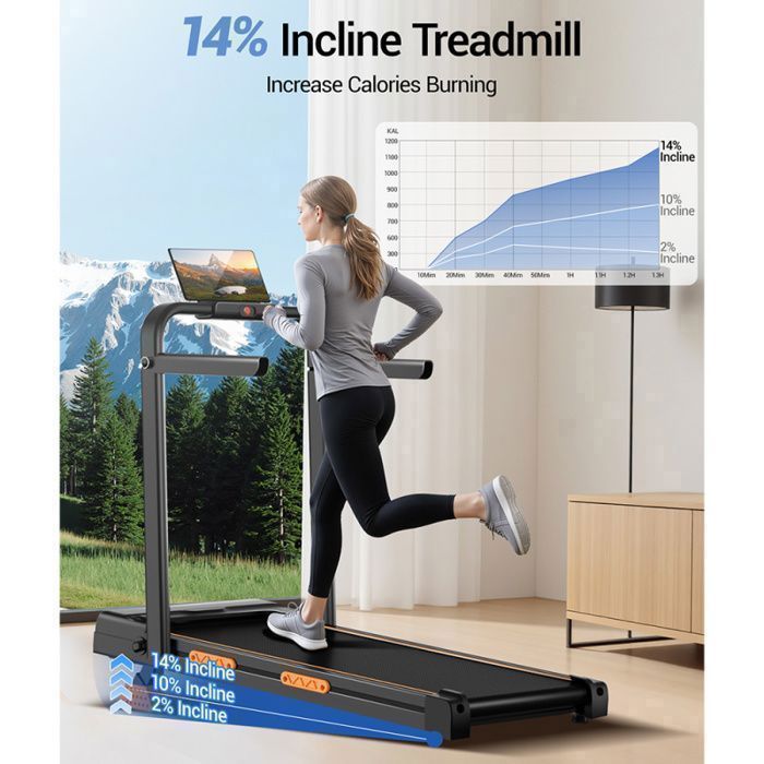 Tapis roulant pieghevole - ROBORE X5F - Velocità massima 10 km/h - Inclinazione 14% - Motore silenzioso da 2,5 CV - Carico massimo 150 kg