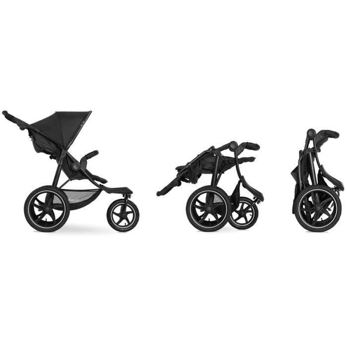 HAUCK - Poussette tout terrain - RUNNER 2 - 3 roues - Pliage à 1 main - Noir