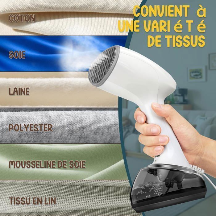 Handstomer voor kleding, 1700W verticaal model, 20 g/min continue stoom - 1,9 m snoer, 360 ml waterreservoir, wit