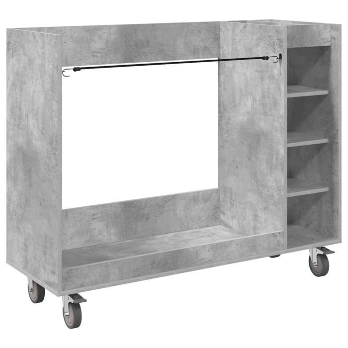 Modern golf locker - vidaXL - Concrete Grey - 120x45x98 cm - Large storage space - With 4 wheels - Metal frame