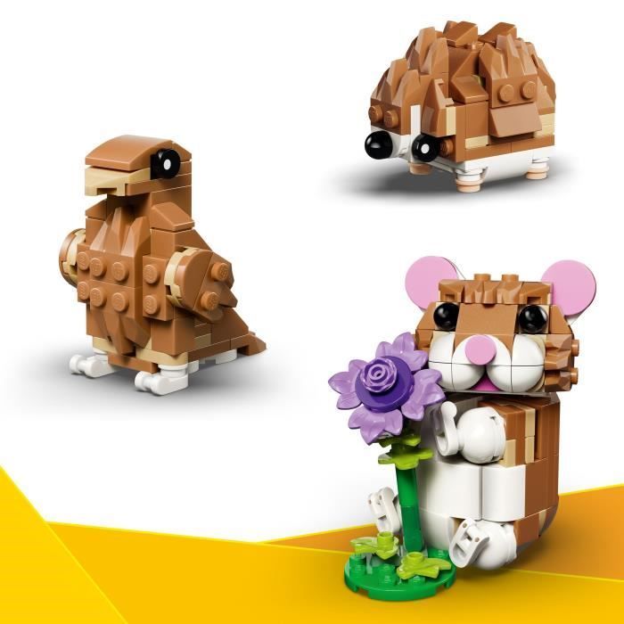 LEGO Creator 3-en-1 31376 L’Adorable Hamster et la Fleur - Jouet de Construction dès 7 ans