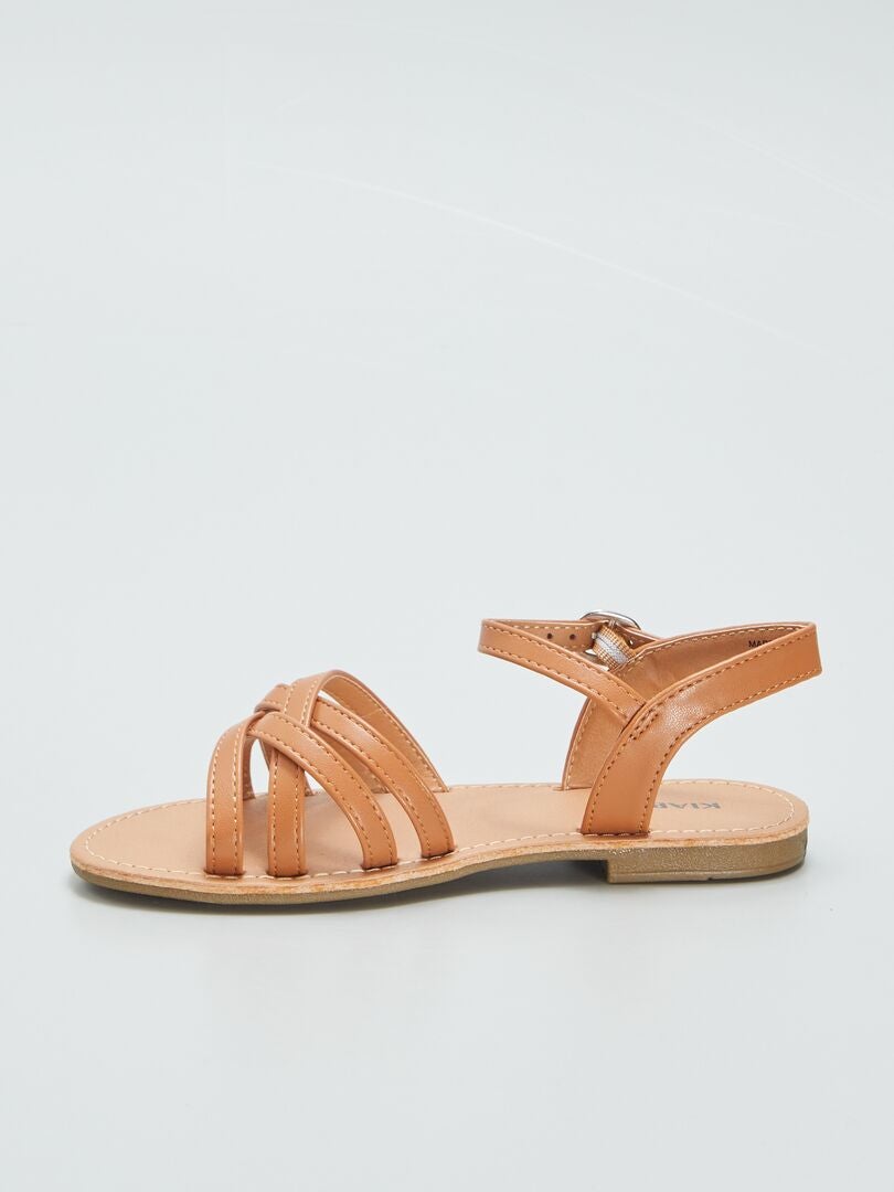 Sandalias con tiras cruzadas - MARRÓN