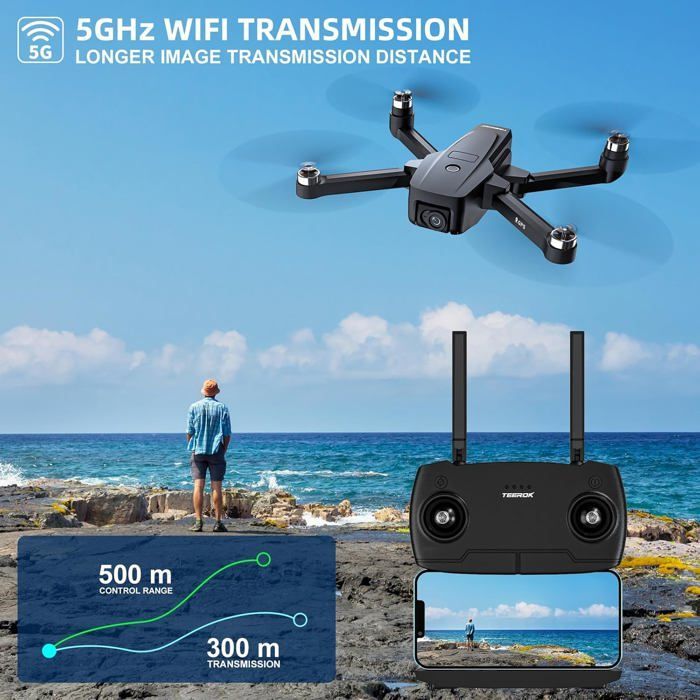 Drone - TRAHOO - T18S - Caméra 4K - Moteur Sans Balais - Pliable 5G Wifi